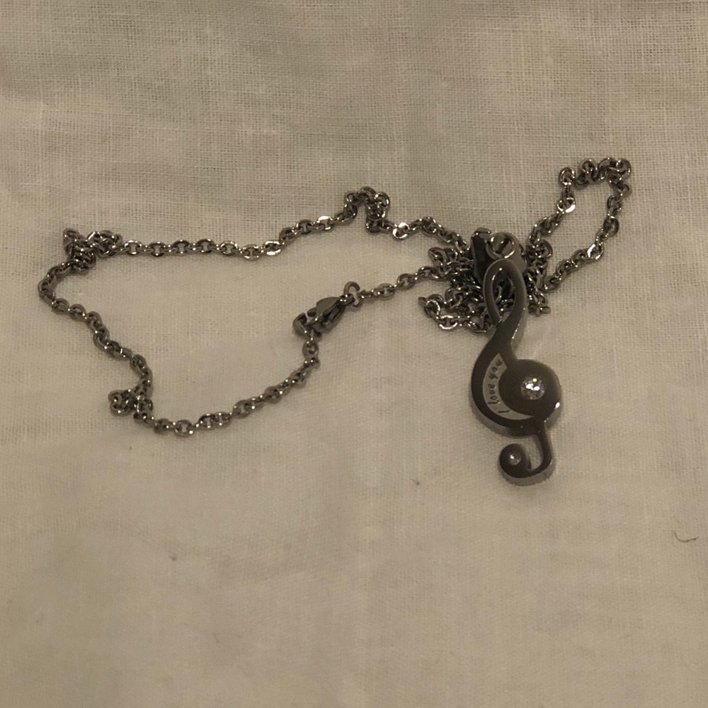 Treble Cleft Silver Necklace